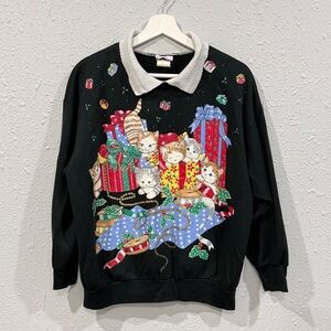 Vintage Nutcracker Kitten Holiday Sweater Women’s Size Large